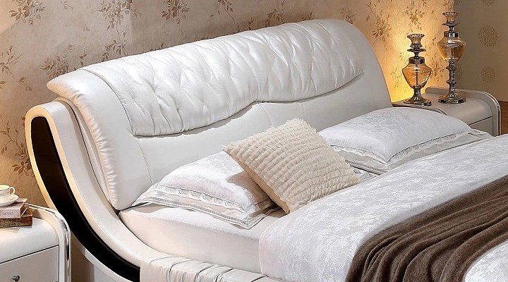 双人床床头细节实拍